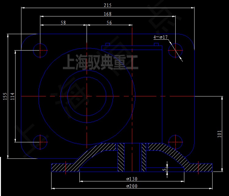 SWLD5T-1A-II絲桿升降機(jī)電機(jī)法蘭CAD圖